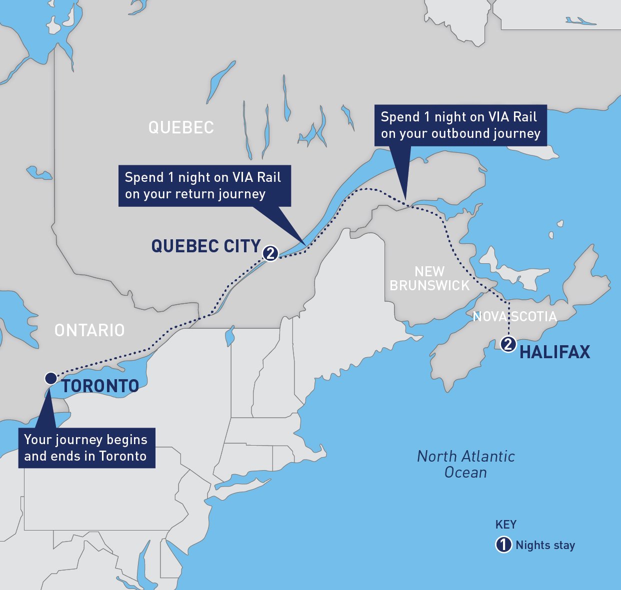 Quebec City and Halifax Roundtrip from Toronto Railbookers